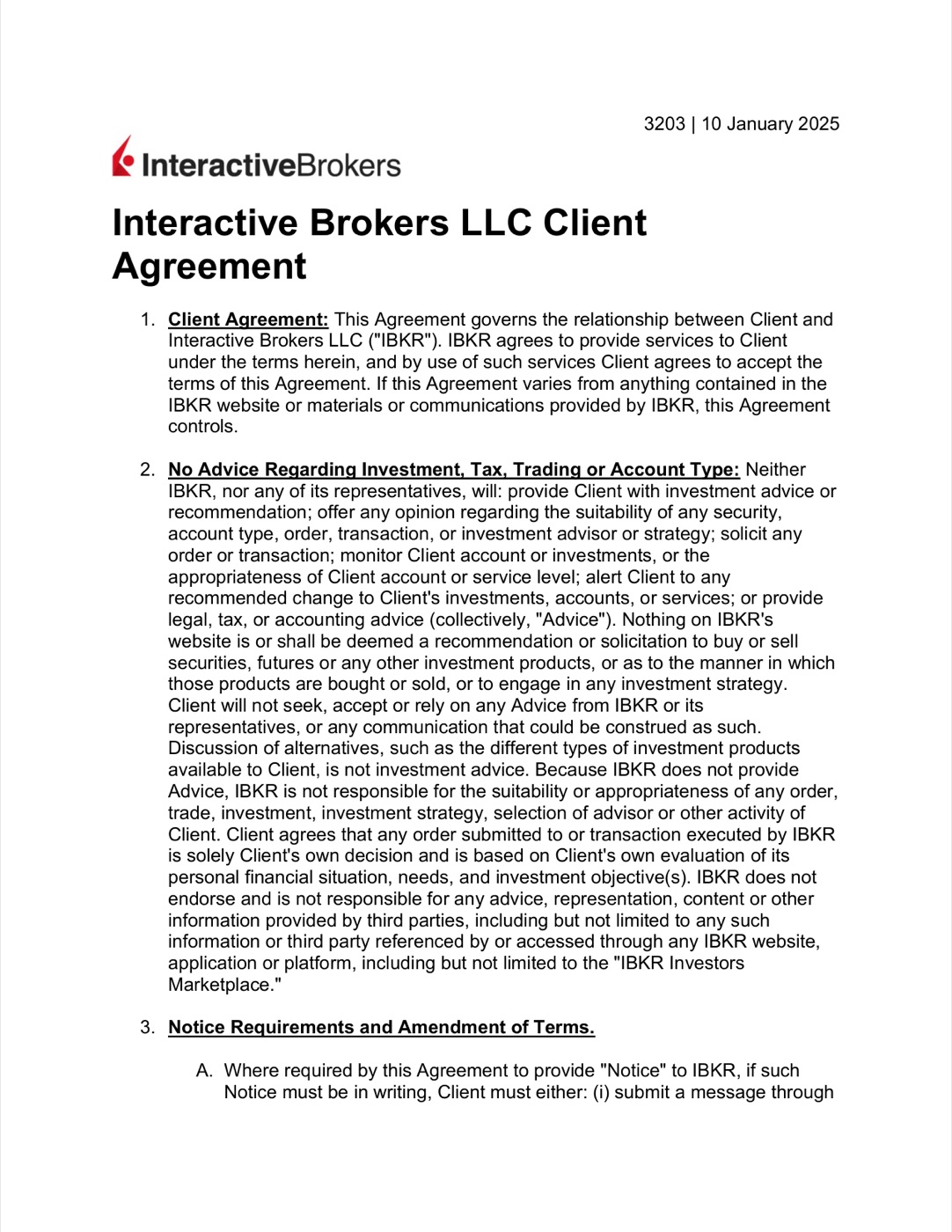 Interactive Brokers Client Agreement — page 1 of 30