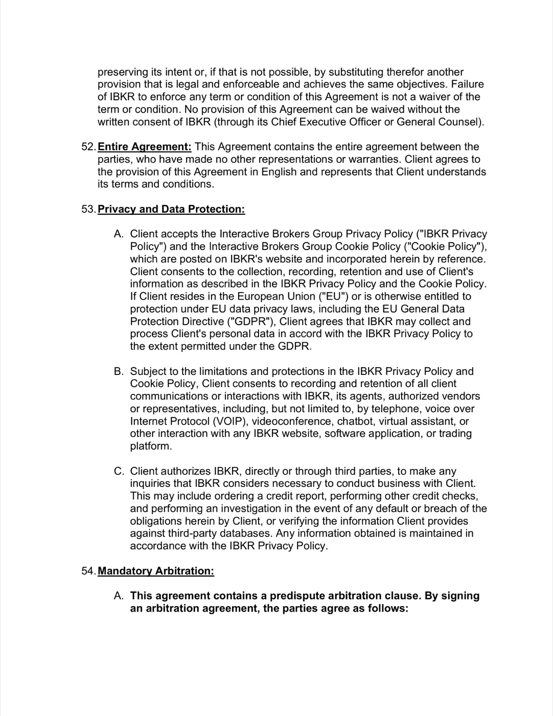 Interactive Brokers Client Agreement — page 26 of 30